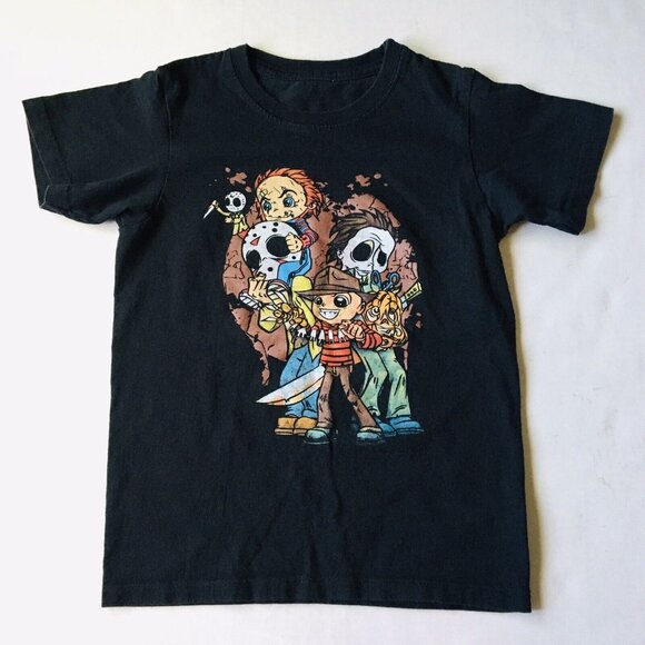 Horror Movie Cartoon Characters Boys Shirt Size 4T - Picture 1 of 6